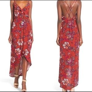 ASTR Ruffle Surplice High/Low Maxi Dress (Medium)